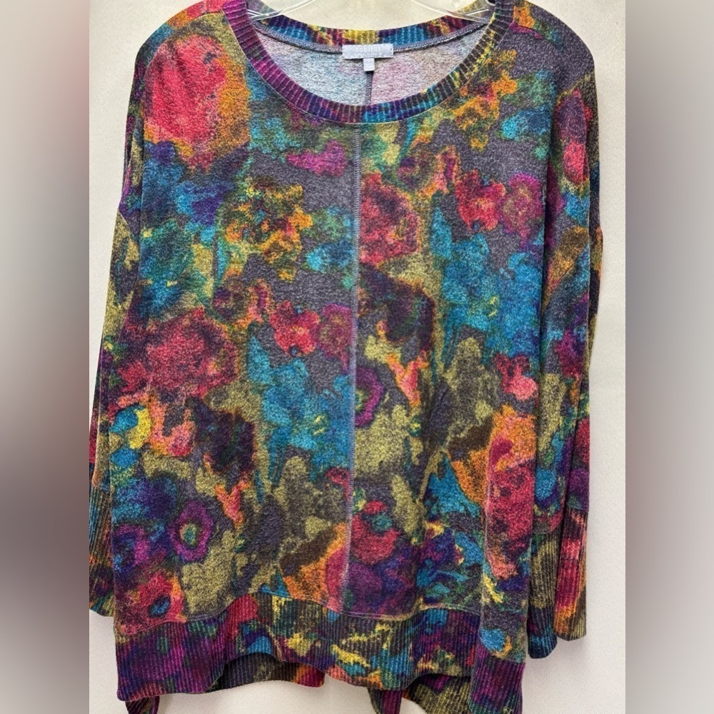 Habitat Super Soft Fleece Floral Boxy Crew Neck Sweater Size Small